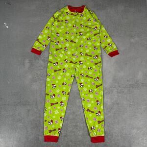 Buc-ees One Piece Pajamas Green Christmas Print - Size: LG